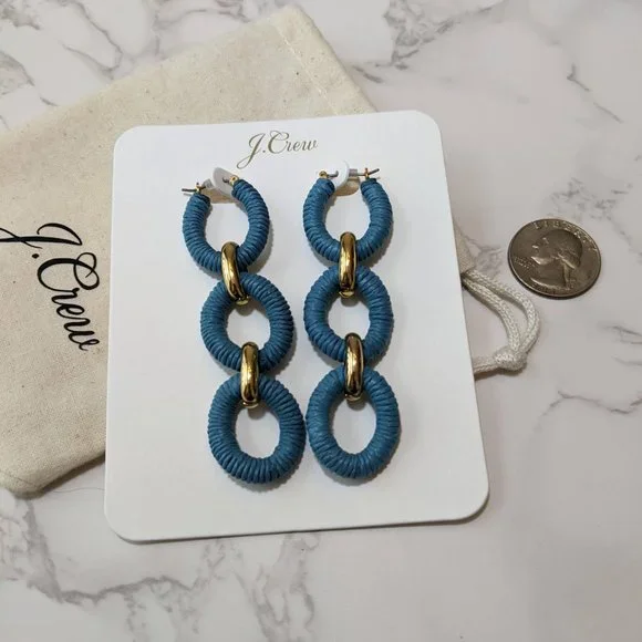J. Crew Cotton Raffia-wrapped Chain Earrings - Picture 4 of 4